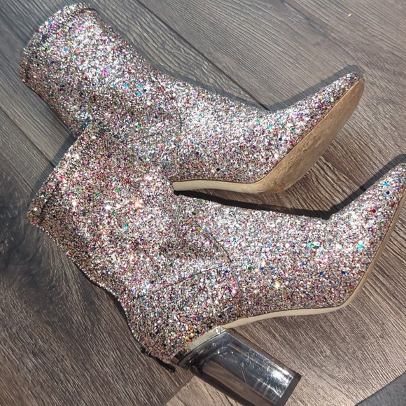 Glittering Silver Ankle Boots Size 5 - Picture 3 of 6